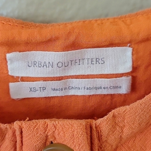 Urban Outfitters Womens Orange Tangerine Button Front Puff Sleeve Midi Dress - Picture 9 of 11